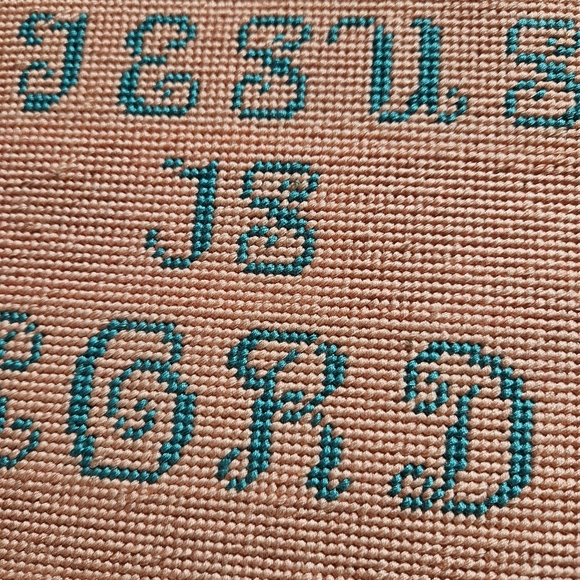 Crossstitch Jesus Is Lord Gold Framed Art - Picture 4 of 7